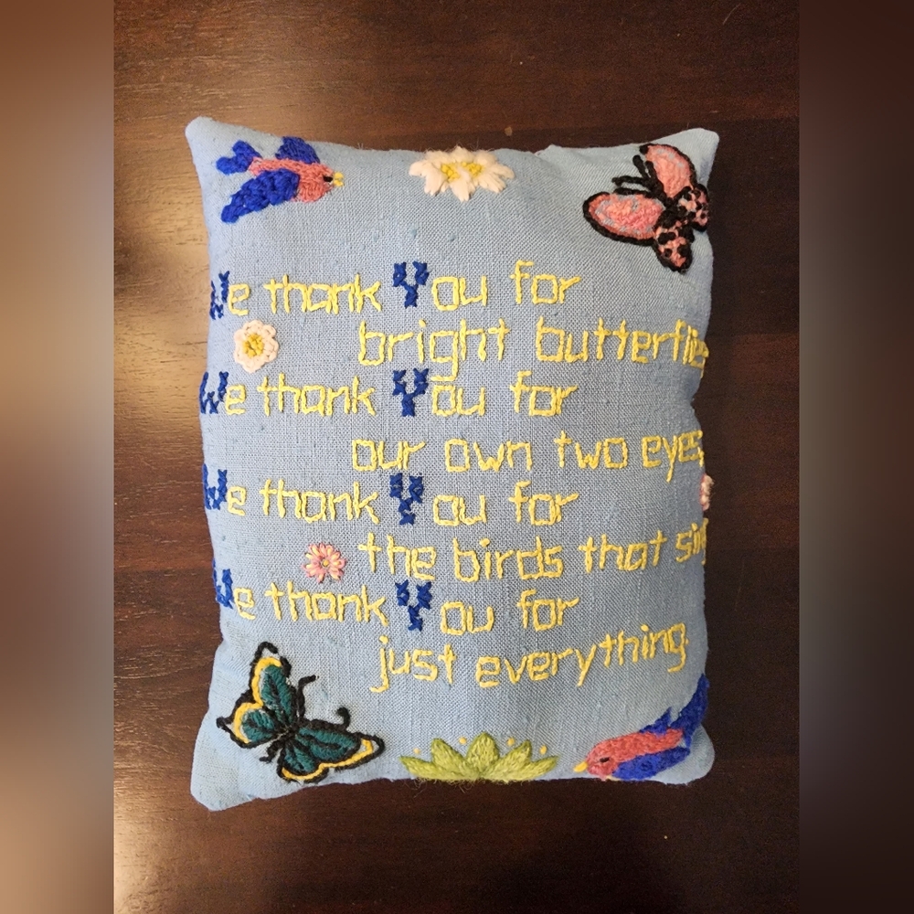 Small Vintage Hand-Embroidered Pillow
